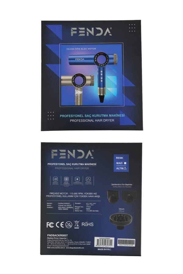 FENDA Професионален сешоар с FND дисплей 1600w - Image 6